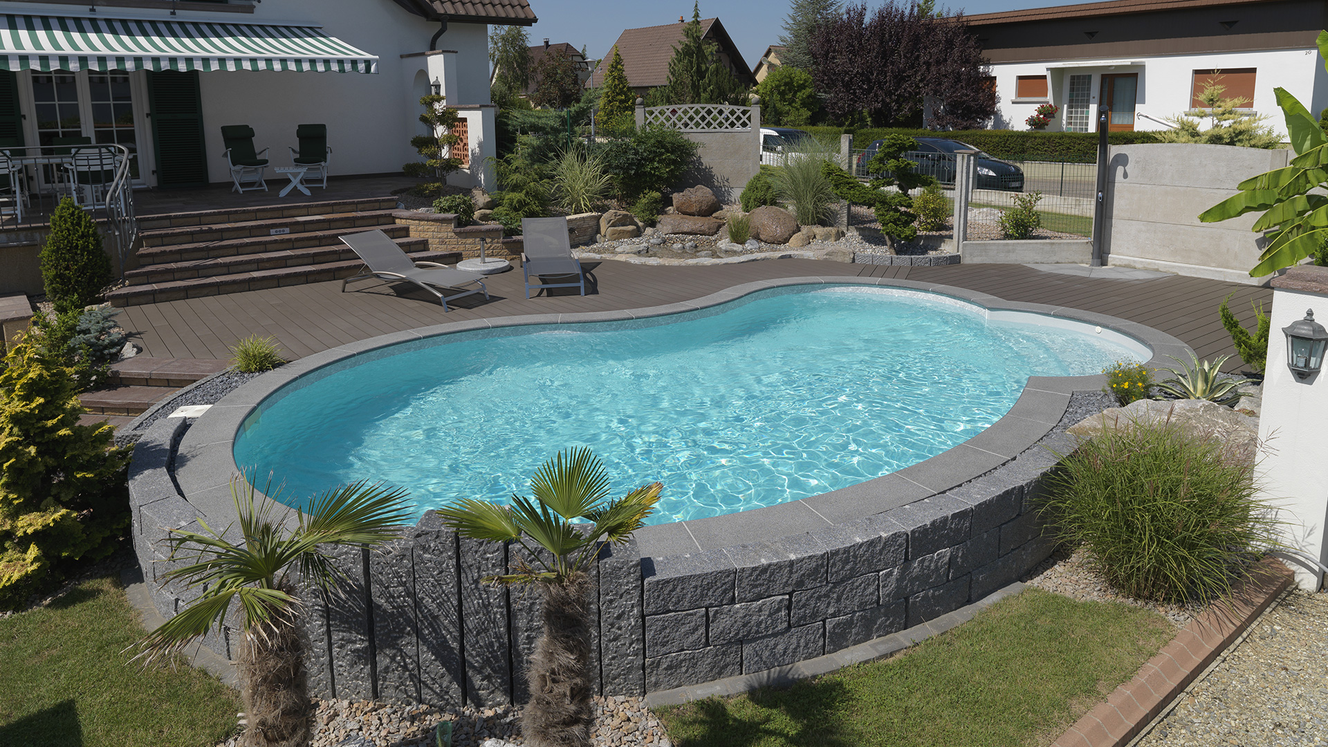 instalación de una piscina de cemento