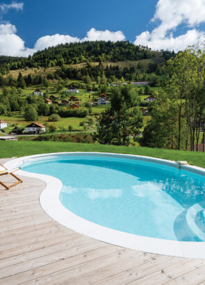 piscine haricot avec escalier intégré