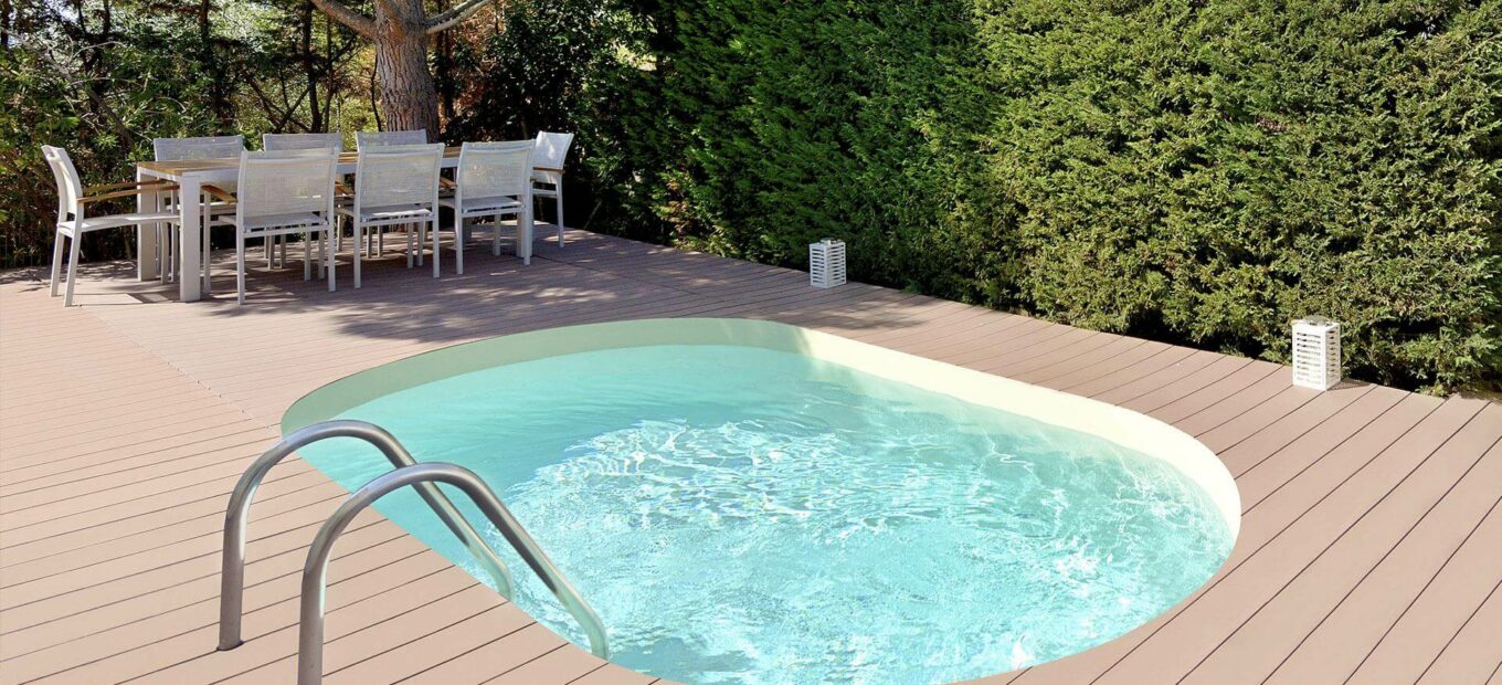 Piccola piscina Olivia mini con pedana in legno