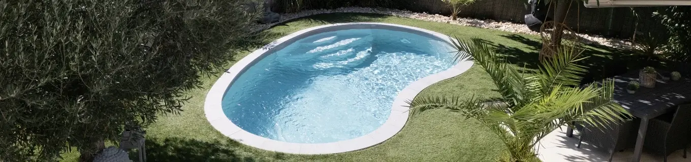 mini piscine haricot margelles claires