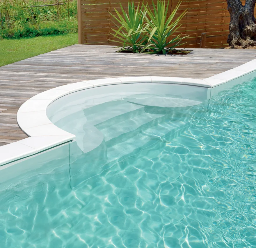 escalier piscine welcome gris