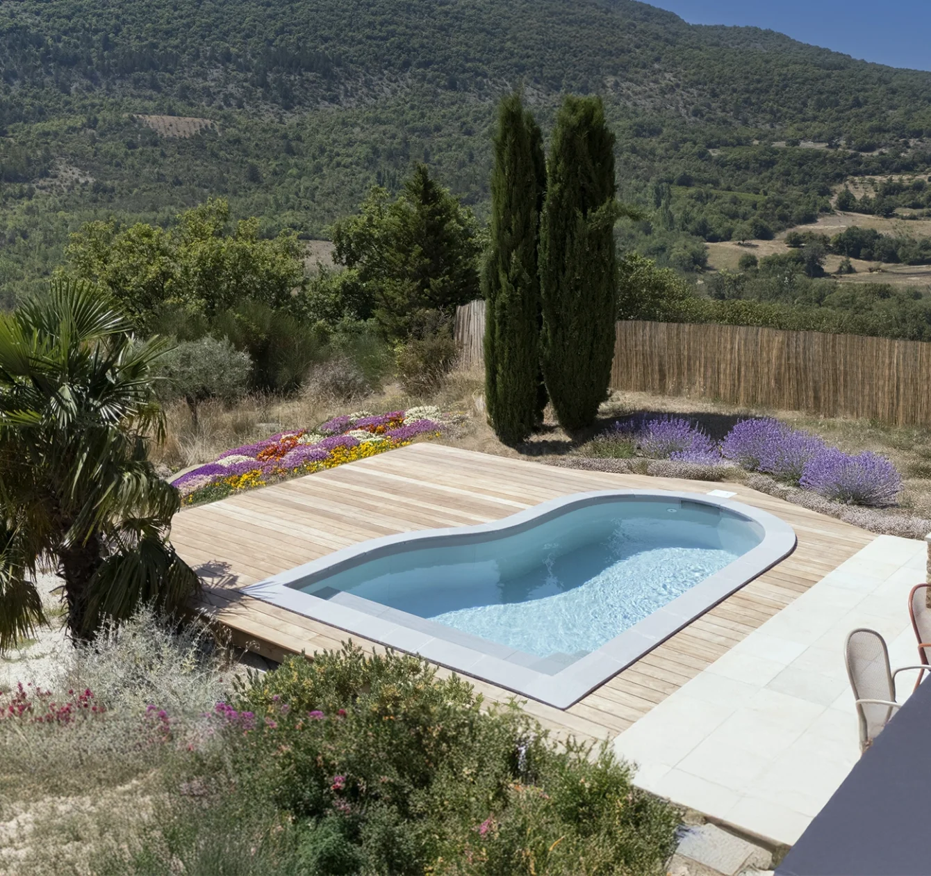 piscine forme libre terrasse bois