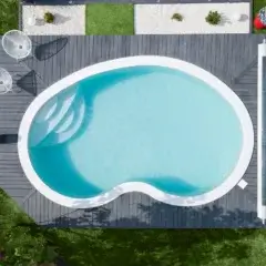 piscine haricot drone terrasse bois