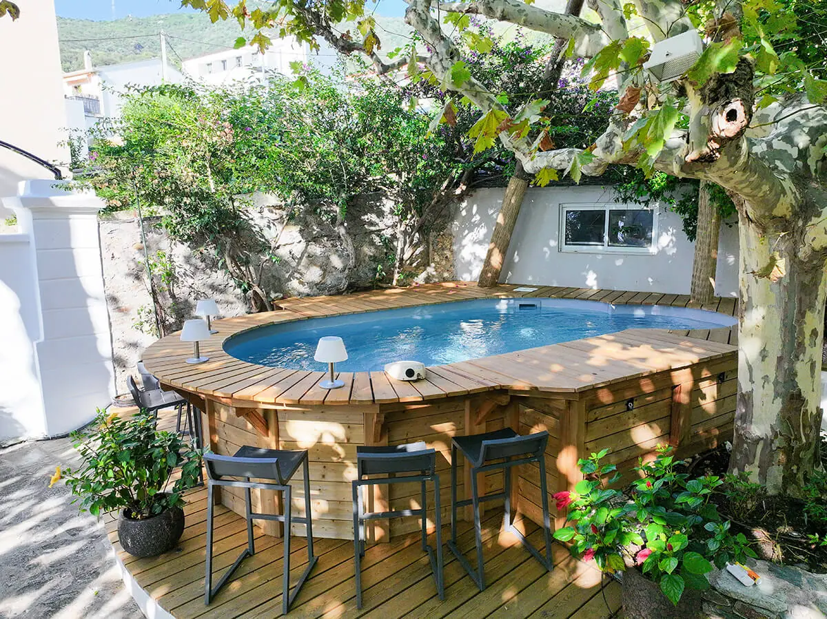 piscine hors sol sur mesure habillage bois